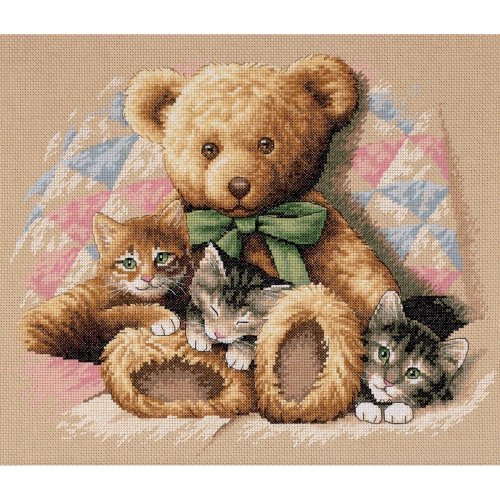 (image for) Teddy & Kittens Counted Cross Stitch Kit